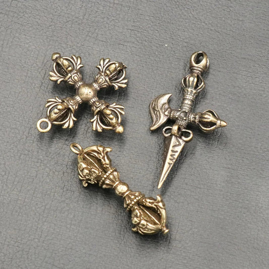 Handcrafted Vintage Tibetan Vajra Pendant – Solid Copper Religious Prayer Amulet